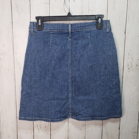 Gap Button Front Blue Denim Cotton Stretch Skirt - Picture 2 of 4